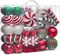 Christmas Ornaments Set, 108Ct Candy Cane Red Green White Shatterproof Christmas Tree Decorations Ball Ornaments Bulk, Decorative Hanging Ornaments for Xmas Trees Holiday Party Decor